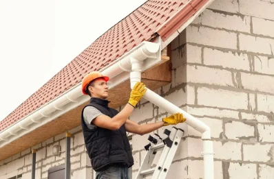 Pose et remplacement de gouttières à la Couyère